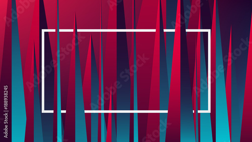 Red blue neon light with a reflex on geometric figures, vector illustration
