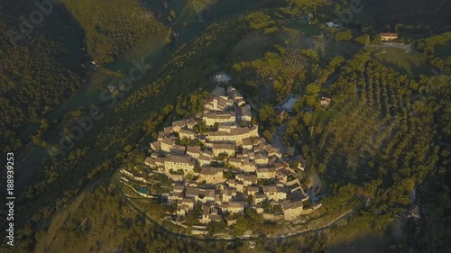 Aerial of Labro. In the Province of Rieti in the Italian region of Lazio at sunset photo