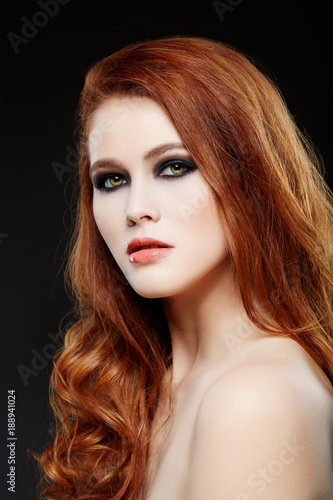 girl with beautiful long red hair