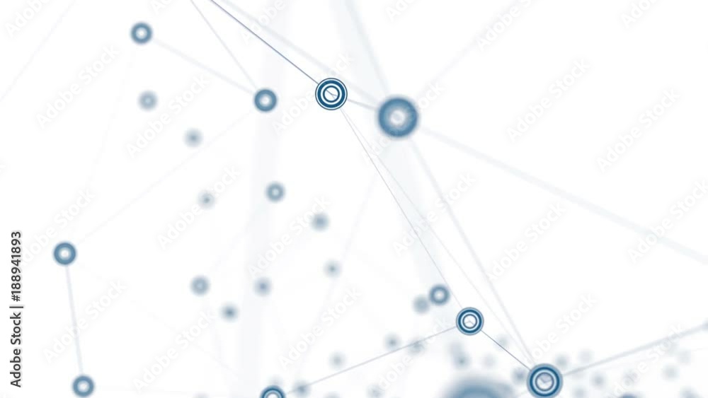 Network 3d animation seamless loop blue connected circles on white background Network 3d animation seamless loop blue connected circles on white background