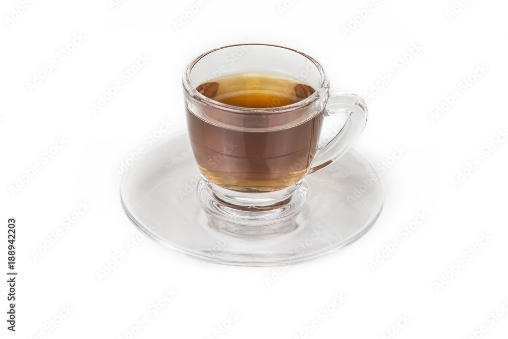 Cup of tea with whole lemon on the white Cup of tea with whole lemon on the white