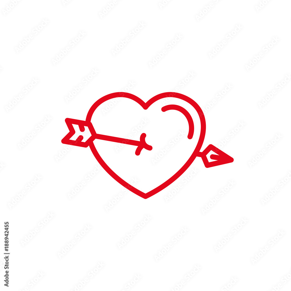 Love with arrow piercing Icon. Simple Heart Illustration Line Style Logo Template Design. Love with arrow piercing Icon. Simple Heart Illustration Line Style Logo Template Design.
