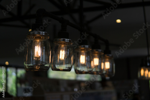 edison light bulbs style hanging on the ceiling for decorated in antique style. idea concept.