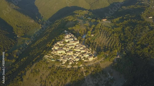 Aerial shot of Labro at sunset. In the Province of Rieti in the Italian region of Lazio photo