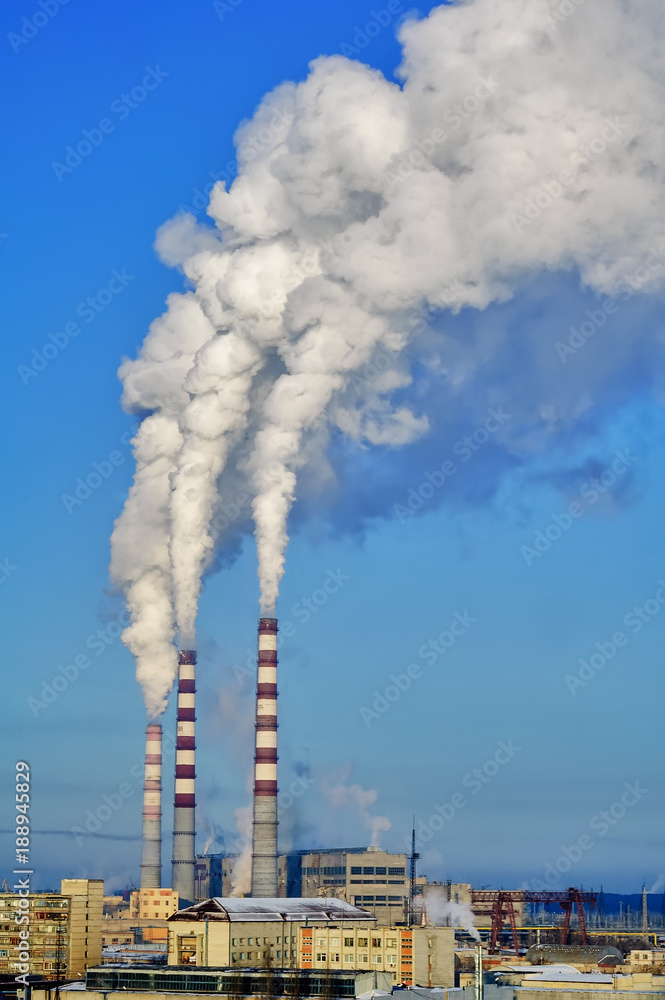 Tyumen, Russia - January 1, 2006: City Energy and Warm Power Factory in very cold winter season