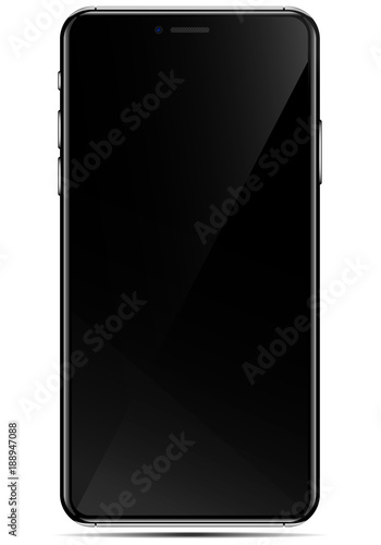 Mobile new phone black smartphone isolated in a transparancy background. To present your application