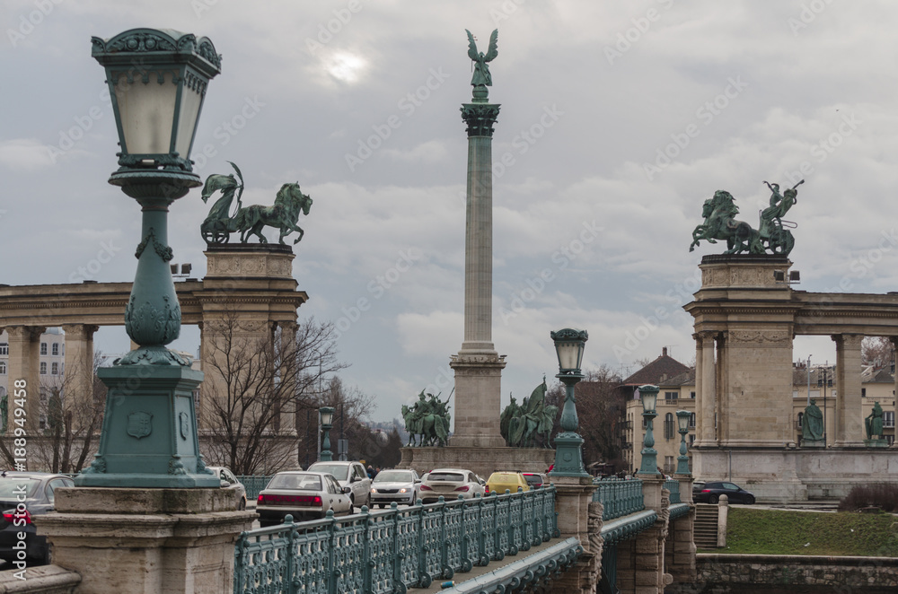 hero's square in Budapest, Hungary