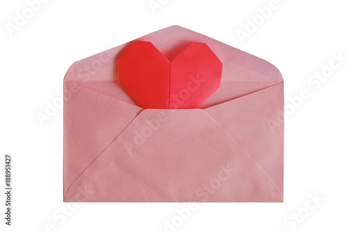 Pink envelope with red hear...