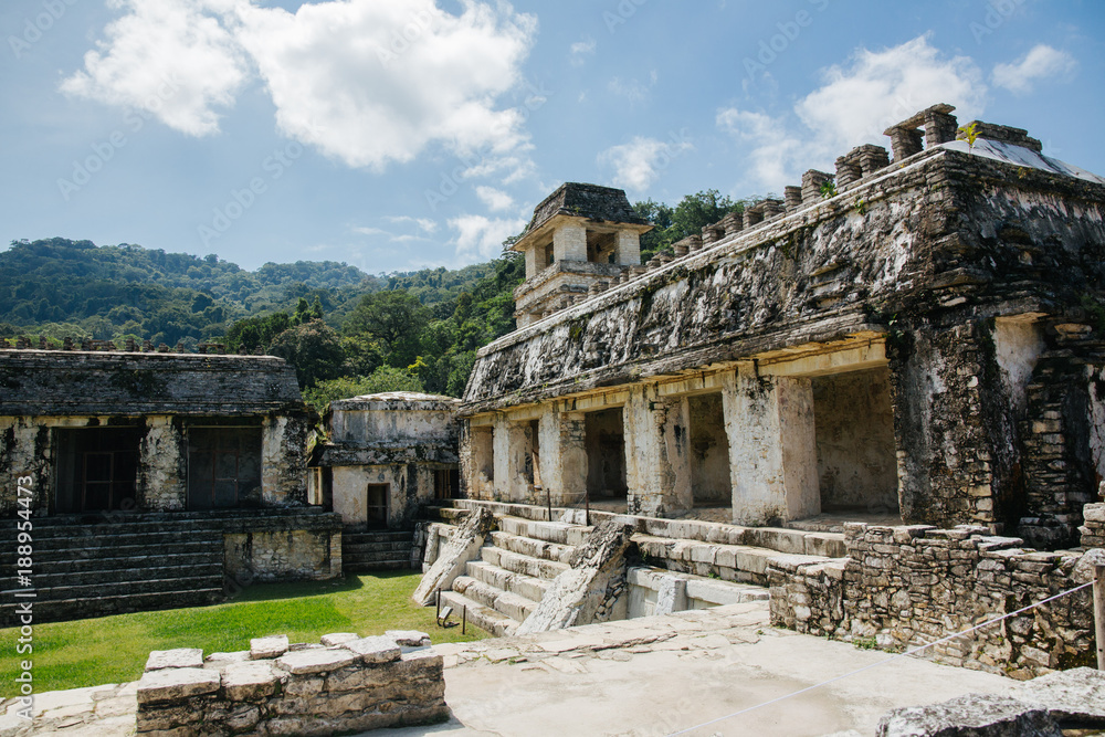 Mayan archeological site in Palenque Mexico