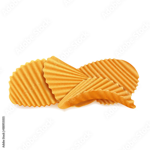 Set of vector potato rippled chips