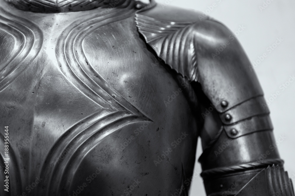 Detail of the upper part of an armor of medieval knight. Detail of the upper part of an armor of medieval knight.