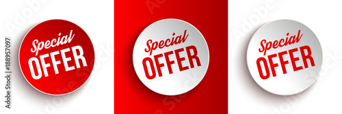 Set of color special offer buttons or badges. Vector illustration.