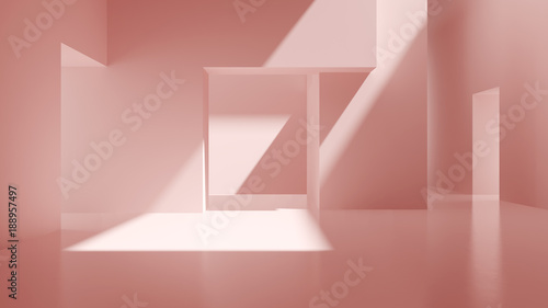 Interior pink abstract empty room 3D rendering