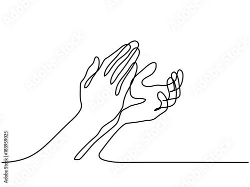 Continuous line drawing. Clapping hands with applause. Vector illustration