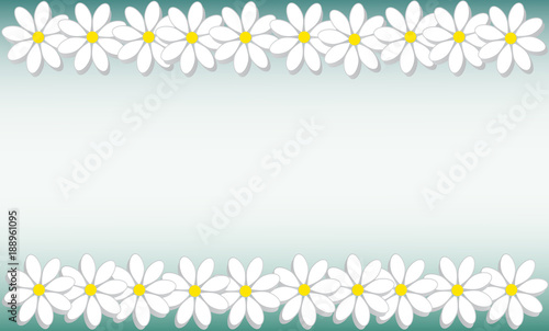 
Vector illustration. Daisies (flowers) on a green background. Spring background. 