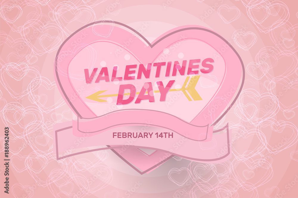 Vector illustration of Valentine's day concept with hearts background for greeting card and other design