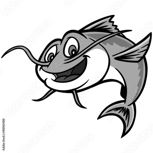 Catfish Illustration - A vector cartoon illustration of a Catfish restaurant mascot.
