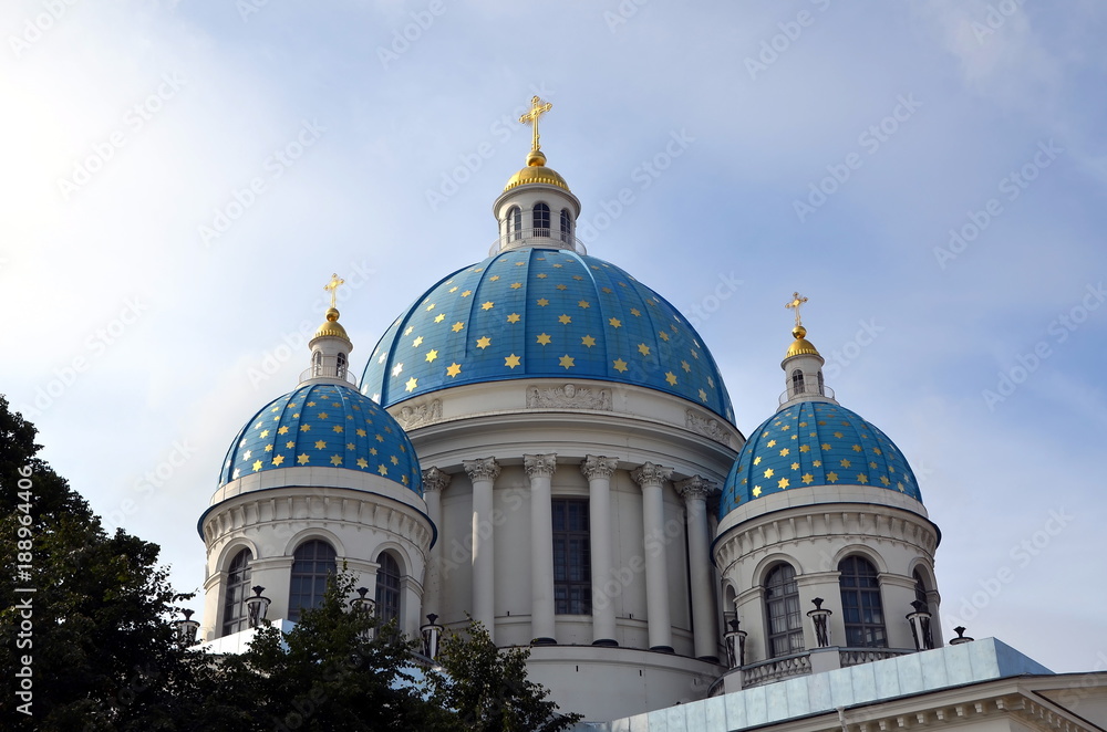 Domes of the Trinity Cathedral in St. Petersburg, Russia