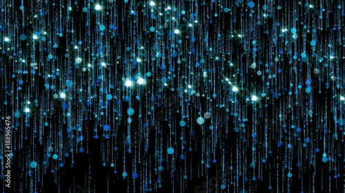 Blue glitter particles slow down. Glowing sparkles background. 