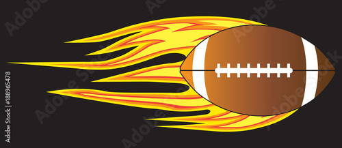 A football is flying through the air leaving a trail of flames