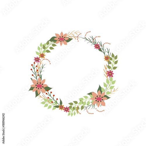 Floral frame card. Design for invitation, wedding, birthday or greeting cards. Colored vector illustration.