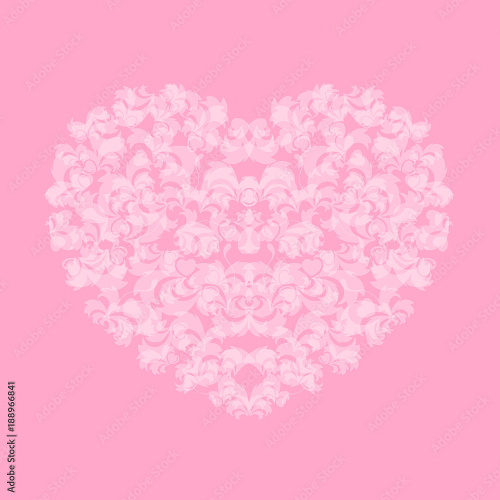 Beautiful white heart on a pink background. Vector illustration.