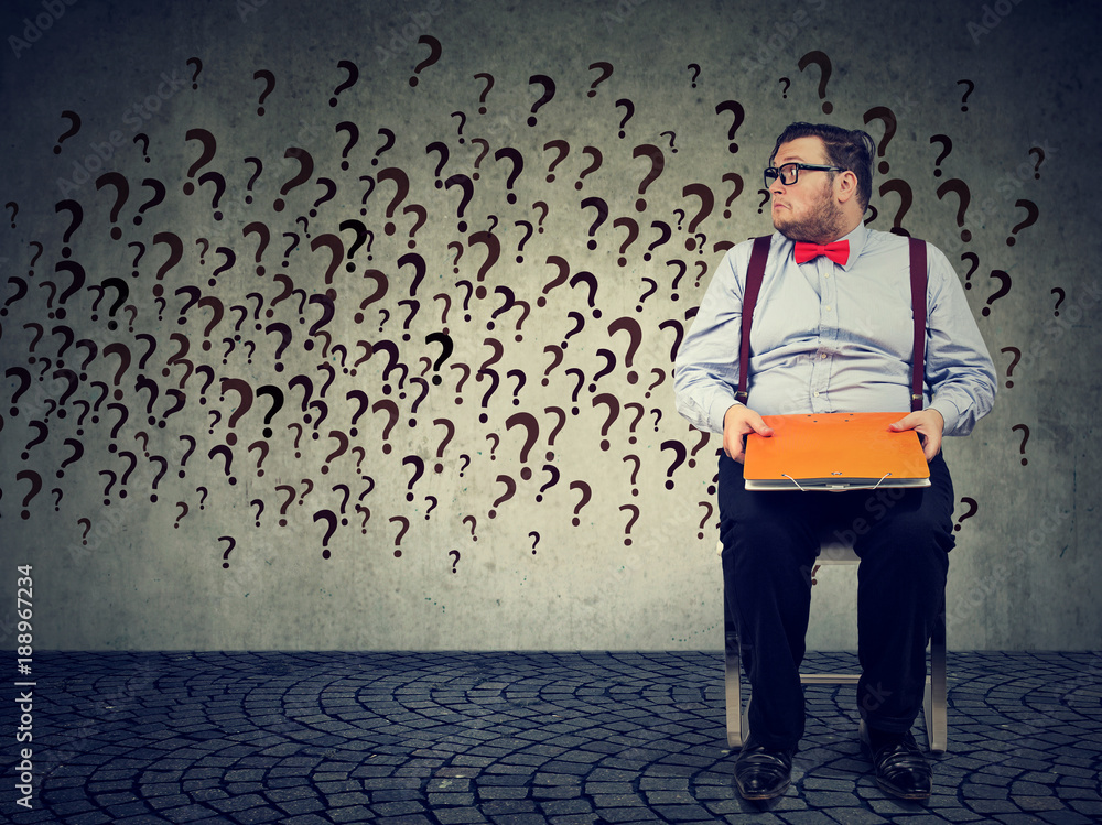 Anxious man having panic before interview Anxious man having panic before interview