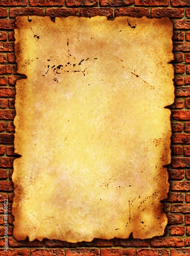 Close up view of the Grunge paper on brick wall texture