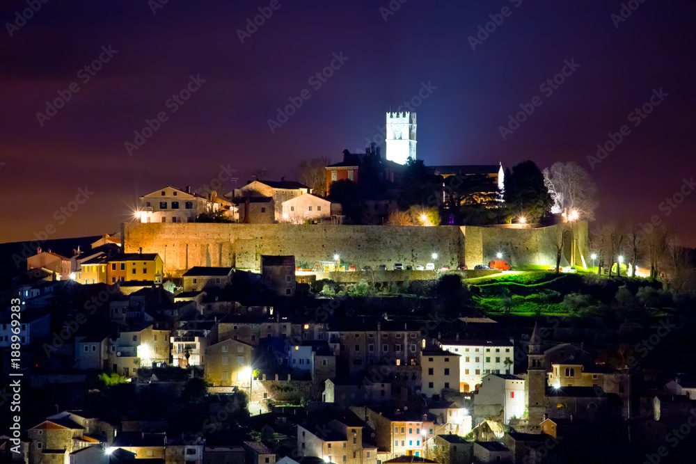 Town of Motovun on Istrian hill evening view