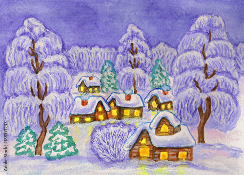 Winter landscape, painting © Iva