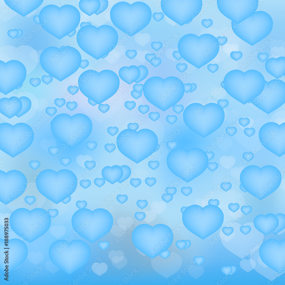 Light blue hearts 3d background. Valentine’s day shiny greeting card. Romantic vector illustration. Easy to edit design template. Light blue hearts 3d background. Valentine’s day shiny greeting card. Romantic vector illustration. Easy to edit design template.