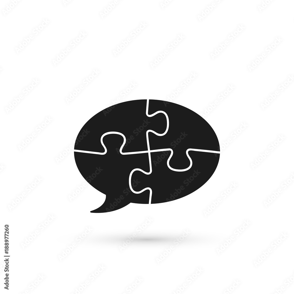 Puzzle Speech Bubble Icon, vector isolated simple black flat illustration Puzzle Speech Bubble Icon, vector isolated simple black flat illustration