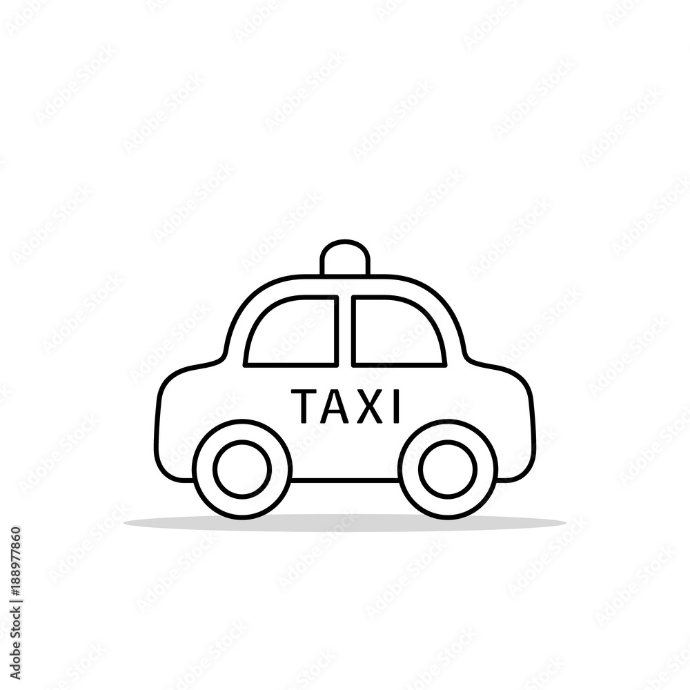 Taxi Car Icon, Vector flat symbol isolated on white background. Side view