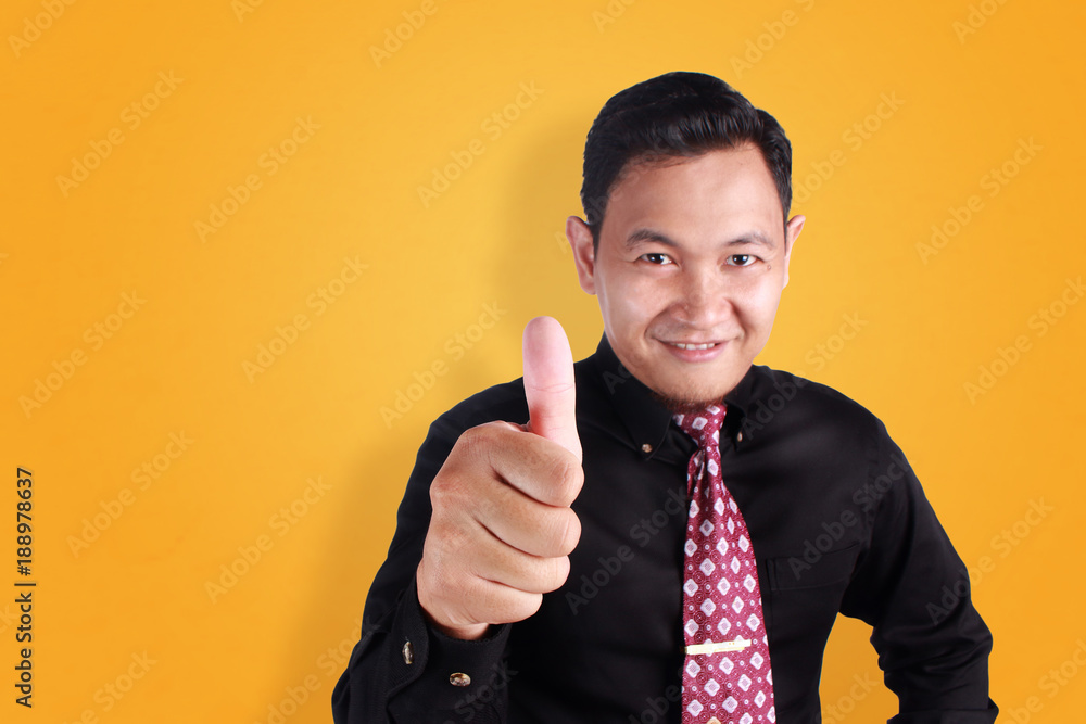 Successfull Happy Businessman Shows Thumb up Successfull Happy Businessman Shows Thumb up