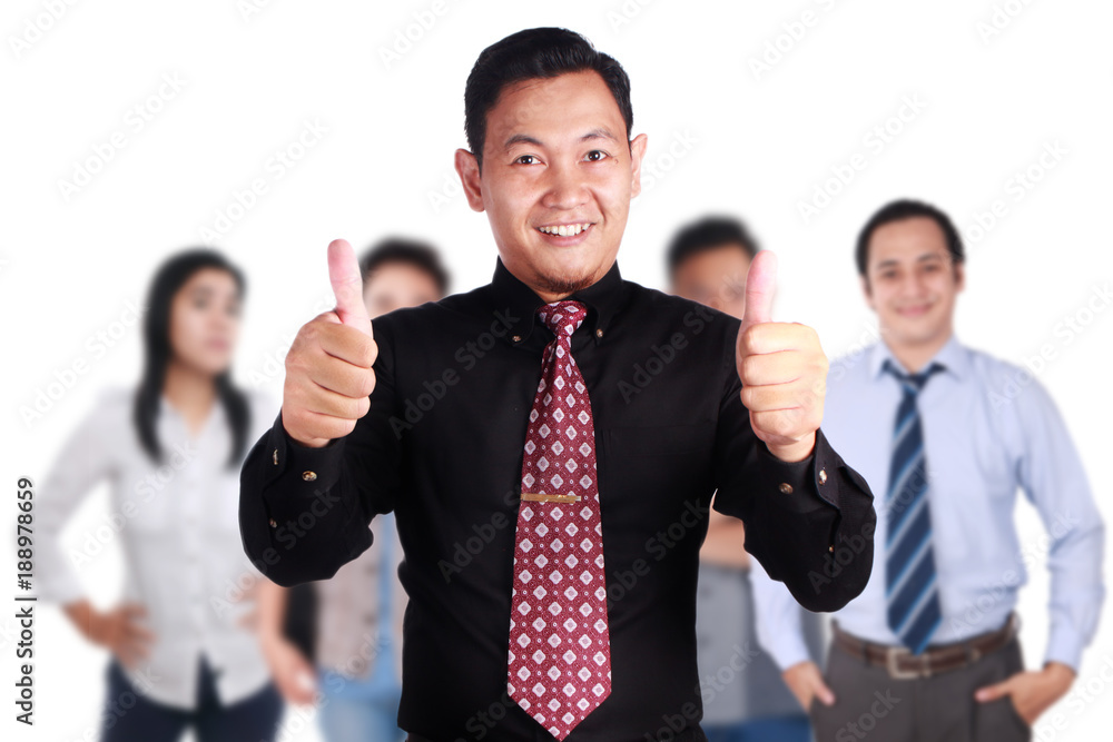 Team Leader of Creative People Shows Thumb Up Team Leader of Creative People Shows Thumb Up