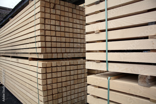 lumber wood at production at the factory