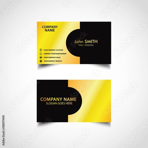Golden Business Card Template, Vector, Illustration, Eps File