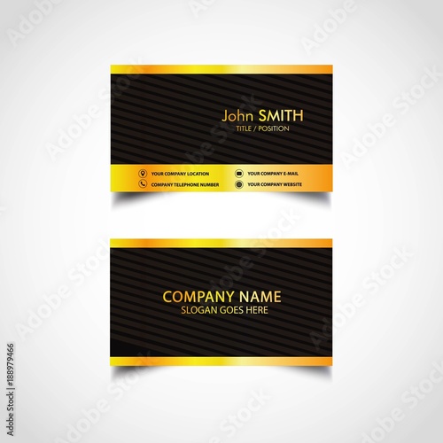 Golden Business Card Template, Vector, Illustration, Eps File