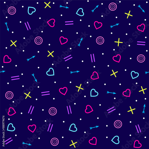 The  seamless pattern  with hearts  and arrows. Background for Valentine's Day or weddings