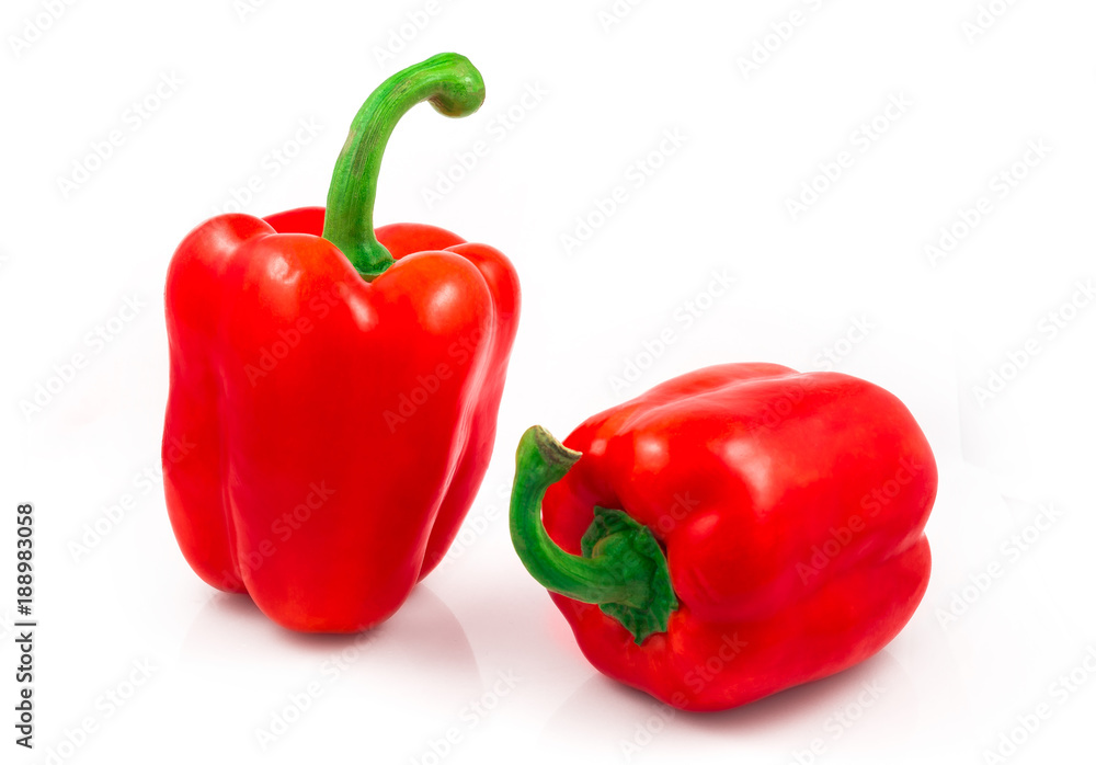 Red sweet pepper isolated on white background cutout