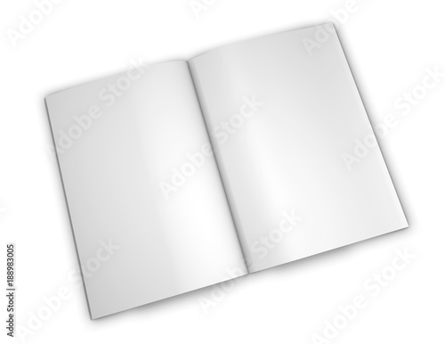 Opened blank magazine pages mock up isolated on white background. © picture-waterfall
