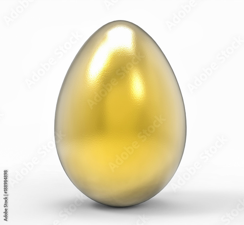 Golden egg on white background. Easter holiday concept. 3D illustration