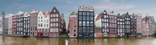 Photography Panorama of the Amsterdam city in the Netherlands at sunset.