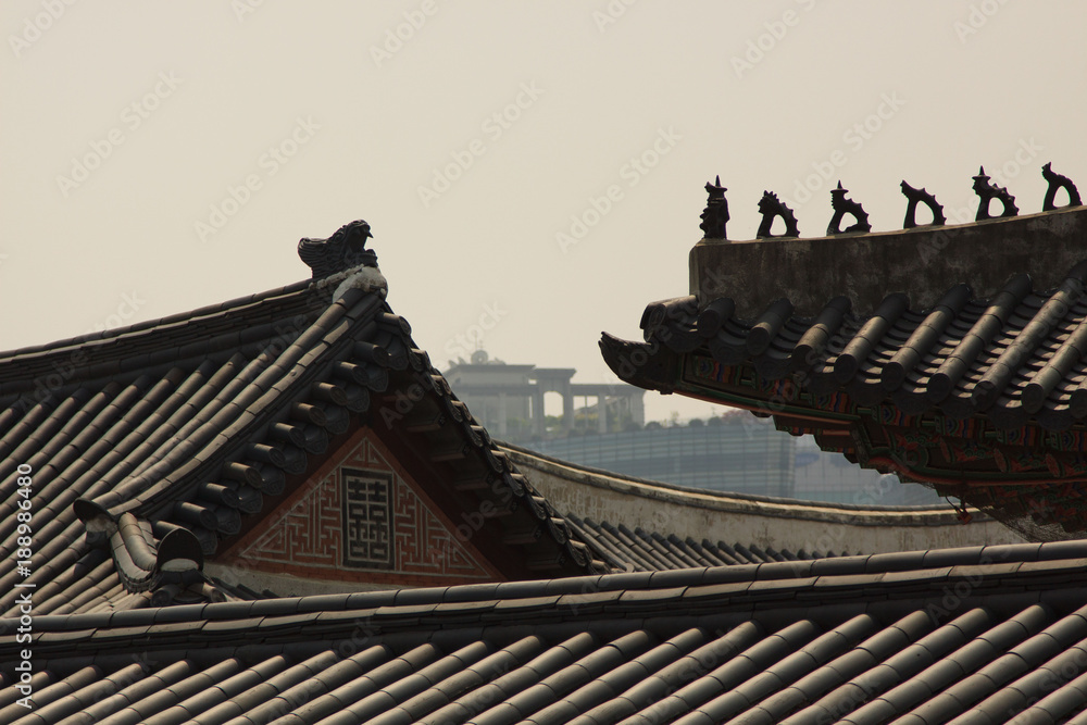 The roof style of Korea traditional building. The roof style of Korea traditional building.