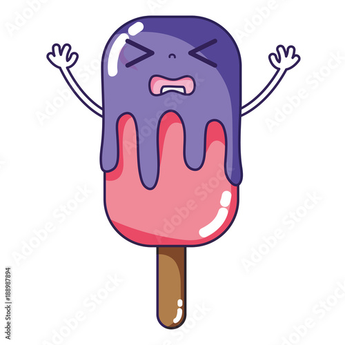 sleeping kawaii ice lolly with arms