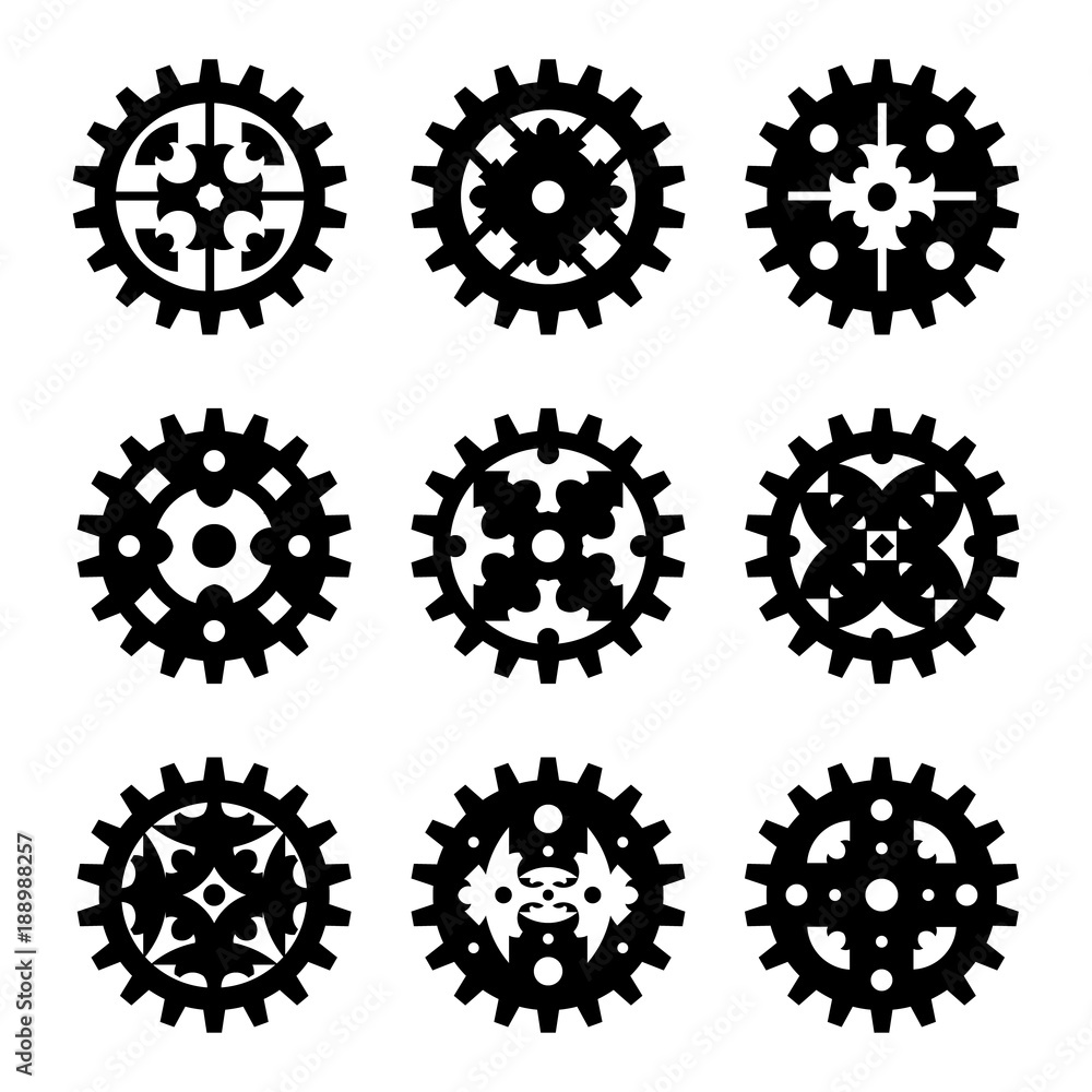 Machine Gear Wheel Cogwheel set on a white background isolated vector illustration eps10 Machine Gear Wheel Cogwheel set on a white background isolated vector illustration eps10