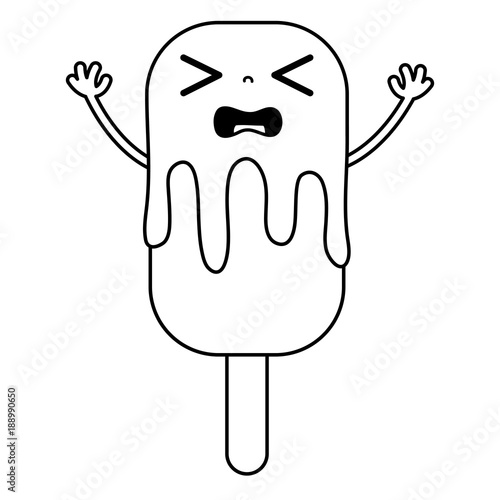 line sleeping kawaii ice lolly with arms