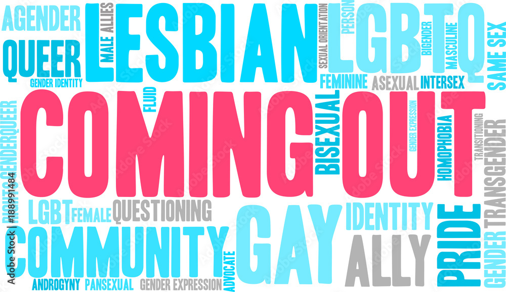 Coming Out Word Cloud on a white background. Coming Out Word Cloud on a white background.