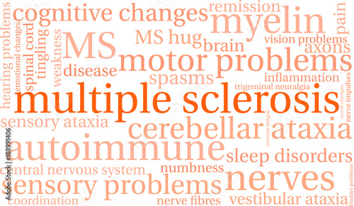 Multiple Sclerosis Word Cloud on a white background. 