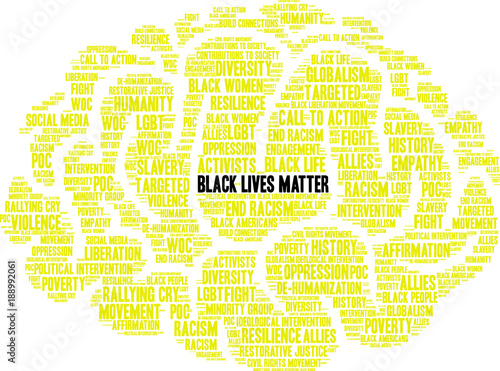 Black Lives Matter Word Cloud on a white background. 